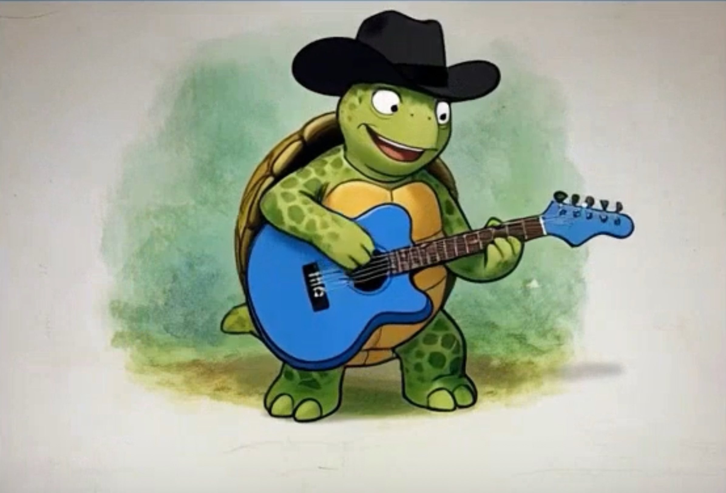 a powerful little turtle. plays the gitfiddle.